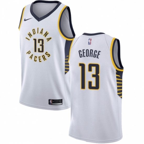Men's Nike Indiana Pacers #13 Paul George Authentic White NBA Jersey - Association Edition - Ujersey