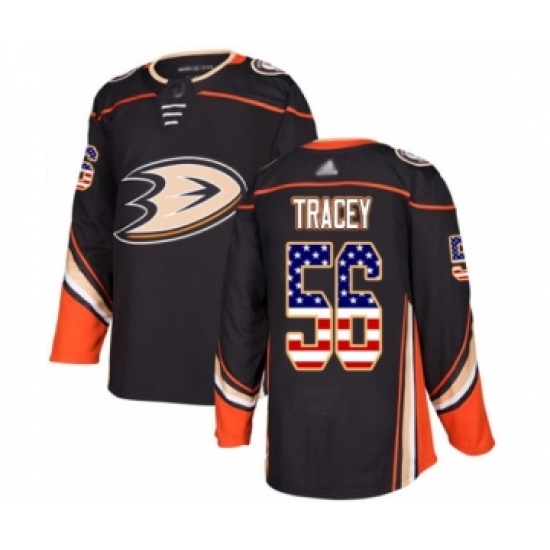 Men's Anaheim Ducks #56 Brayden Tracey Authentic Black USA Flag Fashion Hockey Jersey - Ujersey