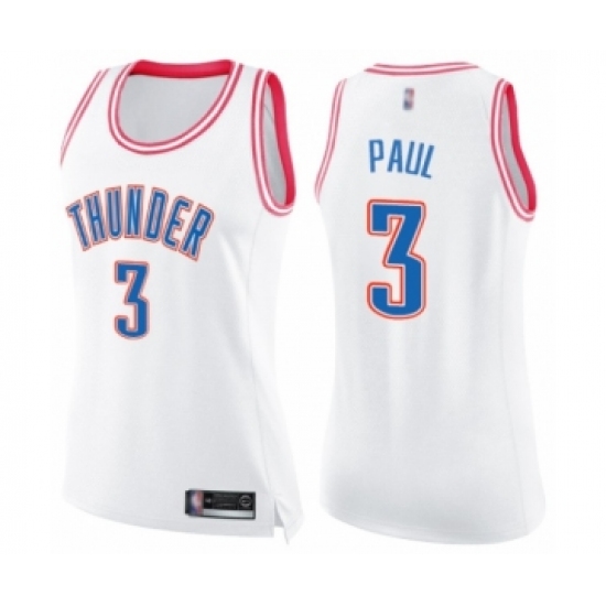Women's Oklahoma City Thunder #3 Chris Paul Swingman White Pink Fashion Basketball Jersey - Ujersey