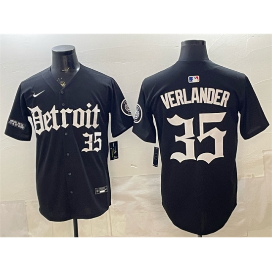 Men's Detroit Tigers #35 Justin Verlander 2026 Black 'Motor Gothic Edition' Vapor Premier Limited Stitched Baseball Jersey - Ujersey