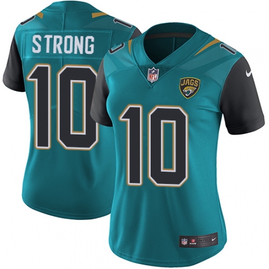 Women's Nike Jacksonville Jaguars #10 Jaelen Strong Teal Green Team Color Vapor Untouchable Elite Player NFL Jersey - Ujersey