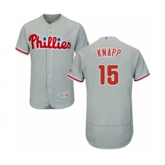 Men's Philadelphia Phillies #15 Andrew Knapp Grey Road Flex Base Authentic Collection Baseball Player Jersey - Ujersey