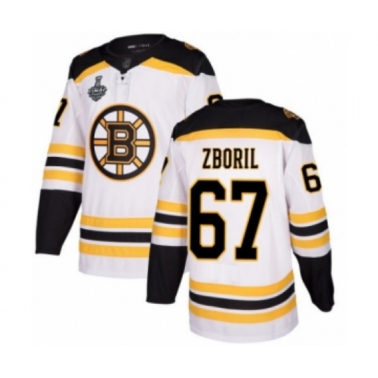 Men's Boston Bruins #67 Jakub Zboril Authentic White Away 2019 Stanley Cup Final Bound Hockey Jersey - Ujersey