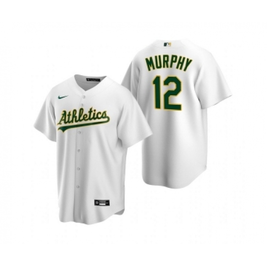 Men's Oakland Athletics #12 Sean Murphy White Cool Base Stitched Jersey - Ujersey