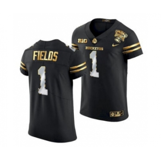 Men's Ohio State Buckeyes Justin Fields 2021 Sugar Bowl Jersey Black Gold - Ujersey