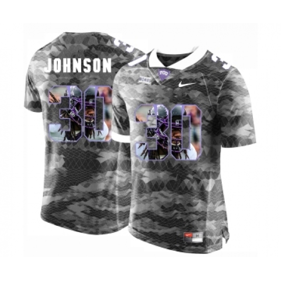 TCU Horned Frogs 30 Denzel Johnson Gray With Portrait Print College Football Limited Jersey - Ujersey
