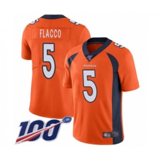 Men's Denver Broncos #5 Joe Flacco Orange Team Color Vapor Untouchable Limited Player 100th Season Football Jersey - Ujersey