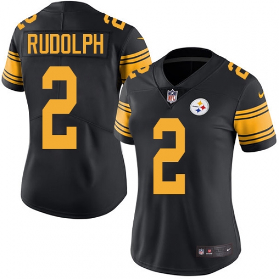Women's Nike Pittsburgh Steelers #2 Mason Rudolph Limited Black Rush Vapor Untouchable NFL Jersey - Ujersey