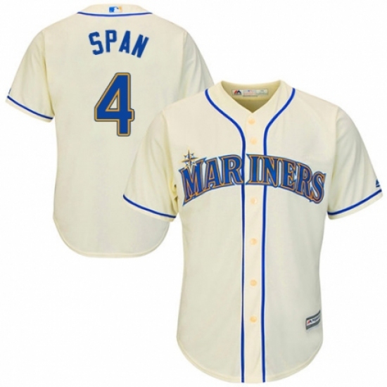 Youth Majestic Seattle Mariners #4 Denard Span Replica Cream Alternate Cool Base MLB Jersey - Ujersey