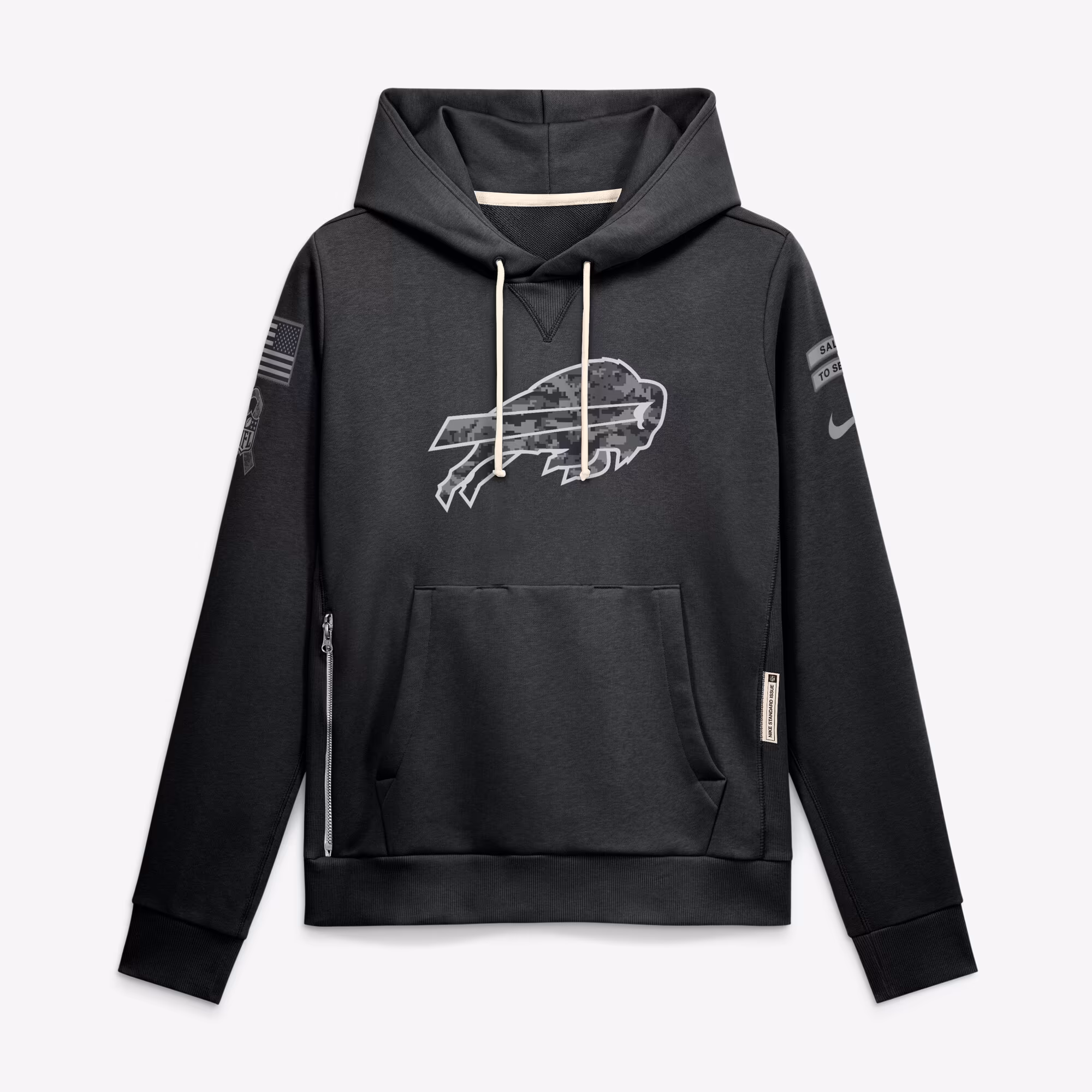 Women's Buffalo Bills  Nike Black 2026 Salute to Service Sideline Dri-FIT Pullover Hoodie - Ujersey