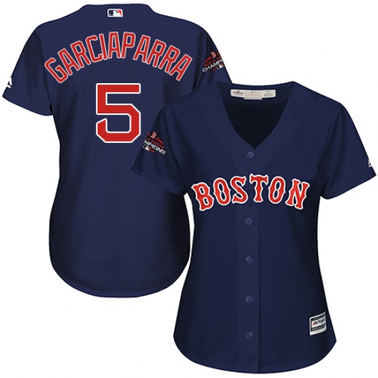 Women's Majestic Boston Red Sox #5 Nomar Garciaparra Authentic Navy Blue Alternate Road 2018 World Series Champions MLB Jersey