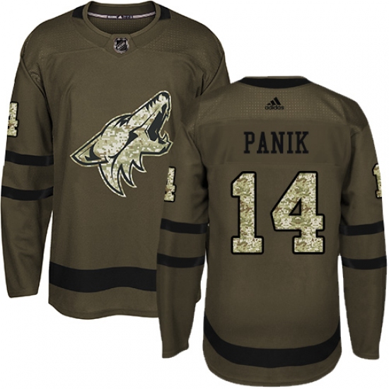 Men's Adidas Arizona Coyotes #14 Richard Panik Authentic Green Salute to Service NHL Jersey - Ujersey