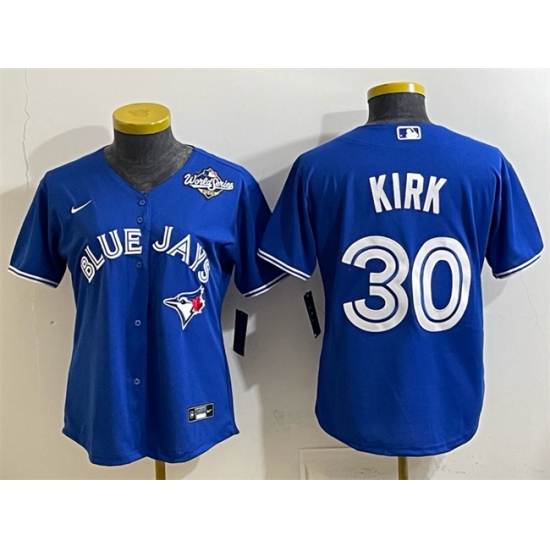 Women's Toronto Blue Jays #30 Alejandro Kirk Royal 2025 World Series Cool Base Stitched Baseball Jersey(Run Small)