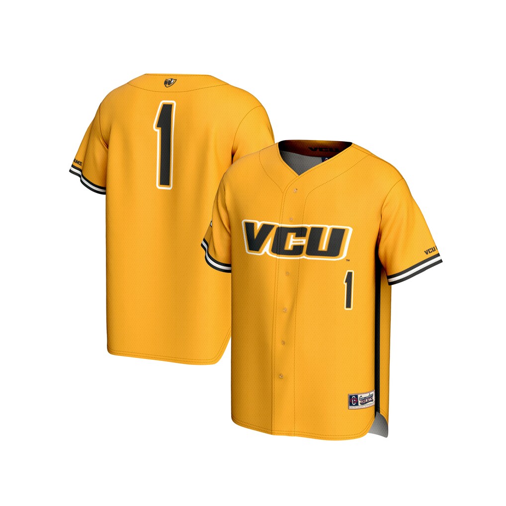 Unisex GameDay Greats Gold #1 VCU Rams Lightweight Baseball Fashion Jersey - ujerseystore