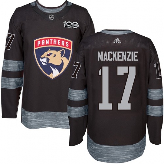 Men's Adidas Florida Panthers #17 Derek MacKenzie Premier Black 1917-2017 100th Anniversary NHL Jersey - Ujersey