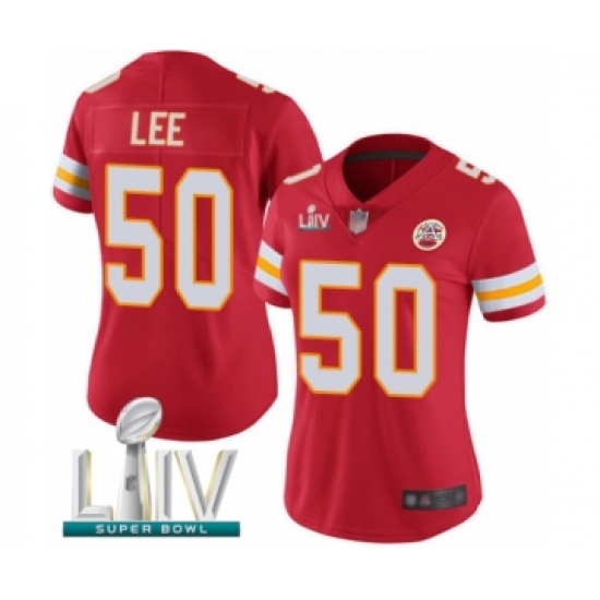 Women's Kansas City Chiefs #50 Darron Lee Red Team Color Vapor Untouchable Limited Player Super Bowl LIV Bound Football Jersey - Ujersey