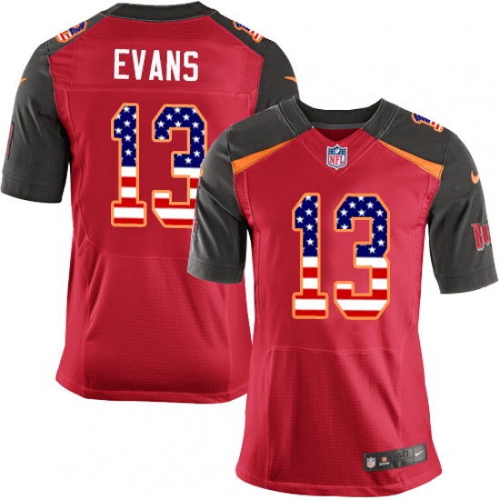 Men's Nike Tampa Bay Buccaneers #13 Mike Evans Elite Red Home USA Flag Fashion NFL Jersey - ujerseystore