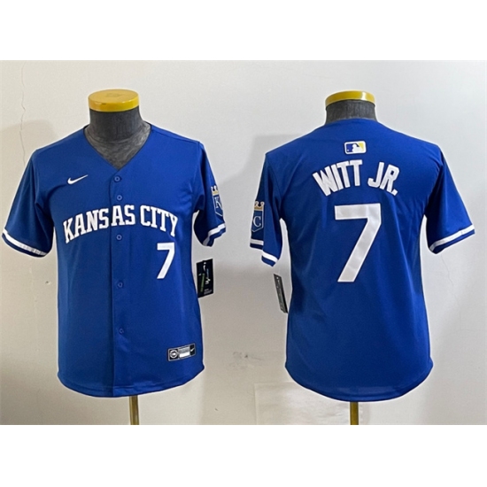 Youth Kansas City Royals #7 Bobby Witt Jr. Royal Limited Stitched Baseball Jersey - Ujersey