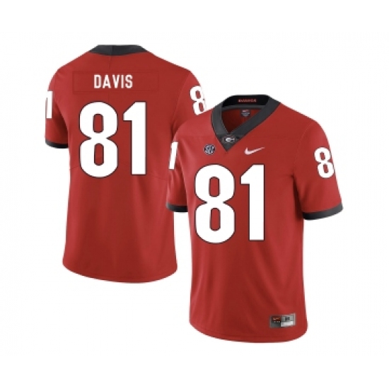 Georgia Bulldogs 81 Reggie Davis Red Nike College Football Jersey