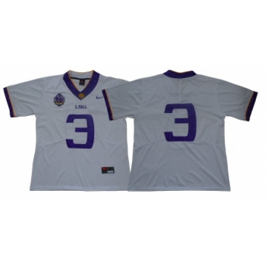 LSU Tigers #3 White 125 Sesons Nike College Football Jersey - Ujersey