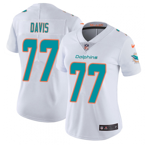 Women's Nike Miami Dolphins #77 Jesse Davis White Vapor Untouchable Limited Player NFL Jersey - Ujersey