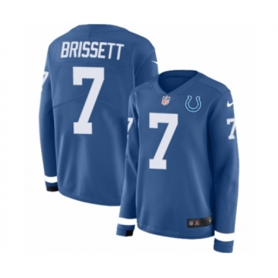 Women's Nike Indianapolis Colts #7 Jacoby Brissett Limited Blue Therma Long Sleeve NFL Jersey - Ujersey