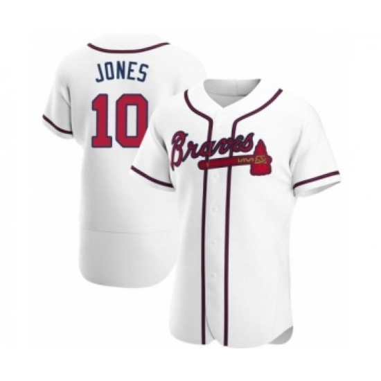 Men's Chipper Jones #10 Atlanta Braves White Authentic Home Jersey - Ujersey
