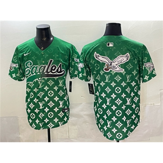 Men's Philadelphia Eagles Team Big Logo Green With Limited Stitched Baseball Jerseys - Ujersey
