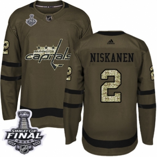 Men's Adidas Washington Capitals #2 Matt Niskanen Authentic Green Salute to Service 2018 Stanley Cup Final NHL Jersey - Ujersey