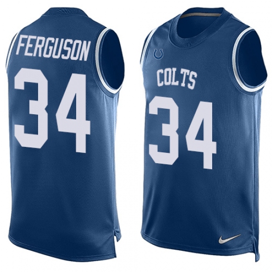 Men's Nike Indianapolis Colts #34 Josh Ferguson Limited Royal Blue Player Name & Number Tank Top NFL Jersey - Ujersey