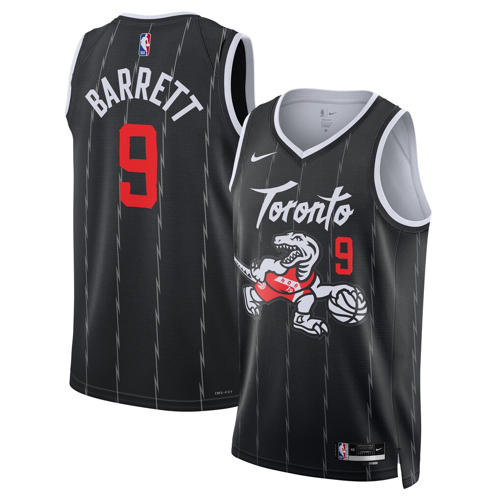 Unisex Toronto Raptors RJ Barrett Nike Black 2025/26 Swingman Jersey - City Edition