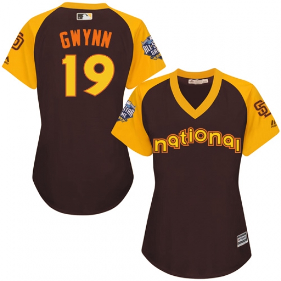 Women's Majestic San Diego Padres #19 Tony Gwynn Authentic Brown 2016 All-Star National League BP Cool Base Cool Base MLB Jersey - Ujersey