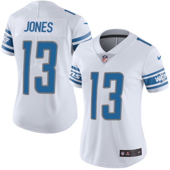 Women's Nike Detroit Lions #13 T.J. Jones White Vapor Untouchable Elite Player NFL Jersey - Ujersey