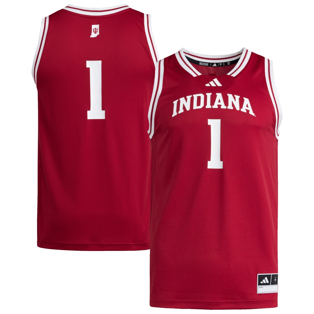 Men's adidas #1 Crimson Indiana Hoosiers Replica Swingman Jersey - Ujersey