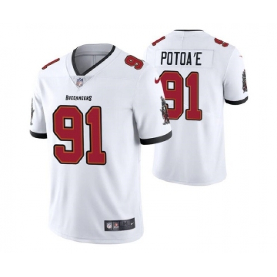 Men's Tampa Bay Buccaneers #91 Benning Potoa'e White Vapor Untouchable Limited Stitched Jersey - Ujersey