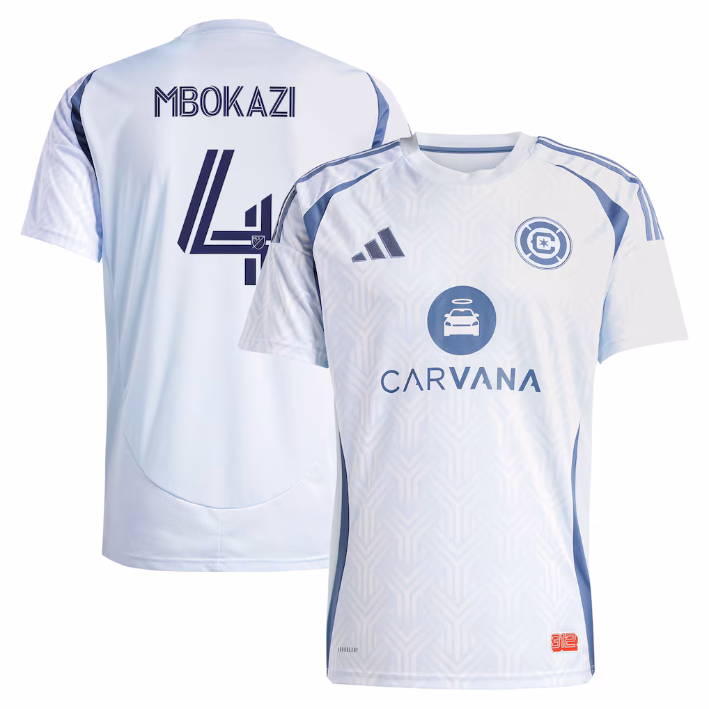 Men's Chicago Fire Mbekezeli Mbokazi adidas Light Blue 2025 The Municipal Kit Replica Jersey