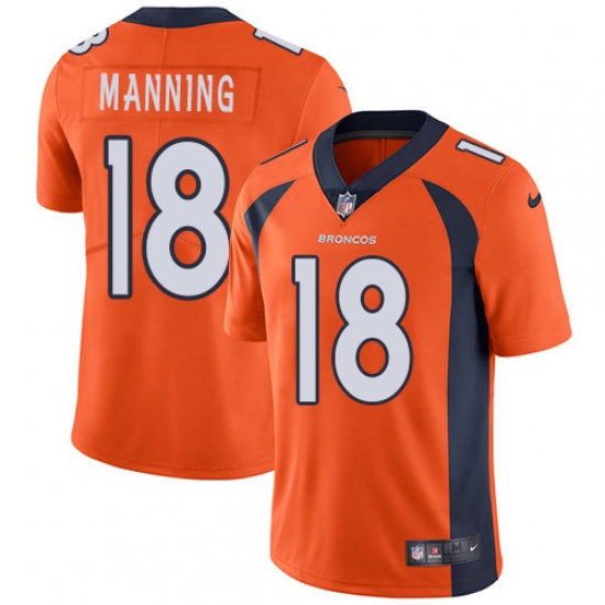 Youth Nike Denver Broncos #18 Peyton Manning Orange Team Color Vapor Untouchable Limited Player NFL Jersey - Ujersey