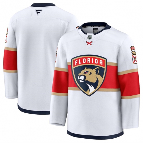 Men's Florida Panthers Blank White 2024-25 Away Stitched Hockey Jersey - Ujersey