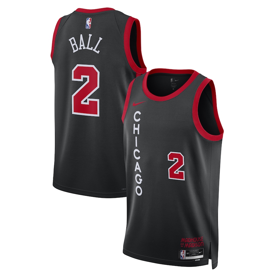 Unisex Chicago Bulls Lonzo Ball Nike Black 2023/24 Swingman Jersey - City Edition - Ujersey NHL