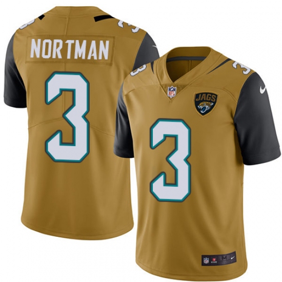 Men's Nike Jacksonville Jaguars #3 Brad Nortman Limited Gold Rush Vapor Untouchable NFL Jersey - Ujersey