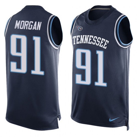 Men's Nike Tennessee Titans #91 Derrick Morgan Limited Navy Blue Player Name & Number Tank Top NFL Jersey - Ujersey