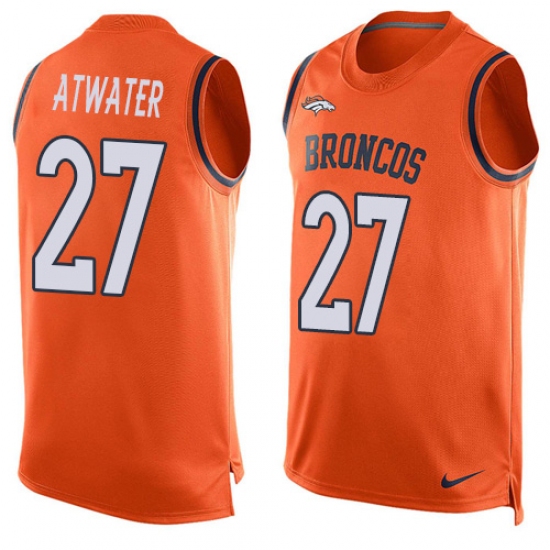 Men's Nike Denver Broncos #27 Steve Atwater Limited Orange Player Name & Number Tank Top NFL Jersey - Ujersey