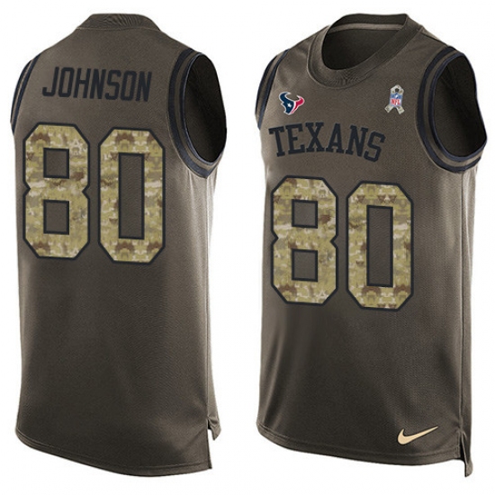 Men's Nike Houston Texans #80 Andre Johnson Limited Green Salute to Service Tank Top NFL Jersey - Ujersey