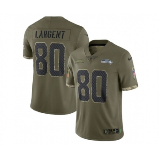 Men's Seattle Seahawks #80 Steve Largent 2022 Olive Salute To Service Limited Stitched Jersey - Ujersey