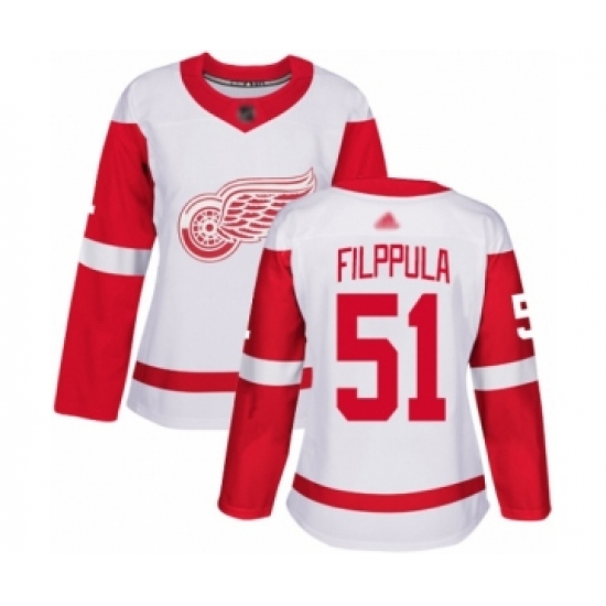 Women's Detroit Red Wings #51 Valtteri Filppula Authentic White Away Hockey Jersey - Ujersey