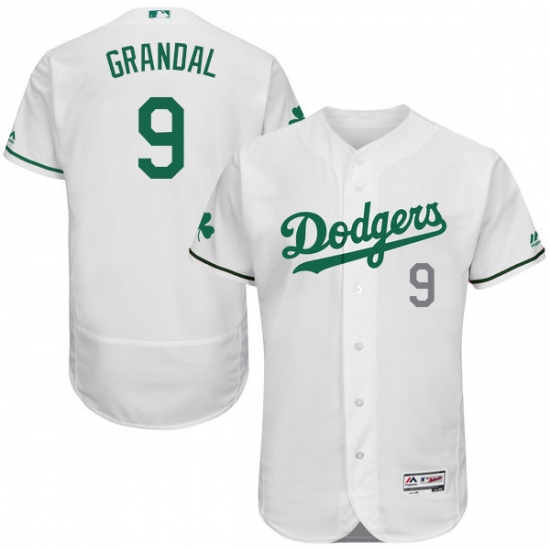 Men's Majestic Los Angeles Dodgers #9 Yasmani Grandal White Celtic Flexbase Authentic Collection MLB Jersey - Ujersey