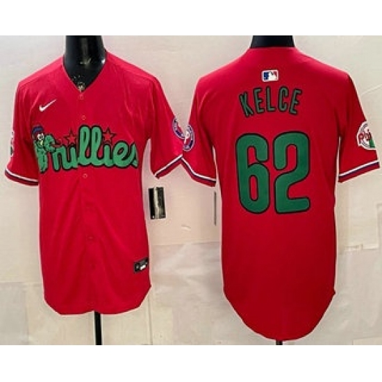 Men's Philadelphia Phillies #62 Jason Kelce Red Limited Stitched Jersey - Ujersey