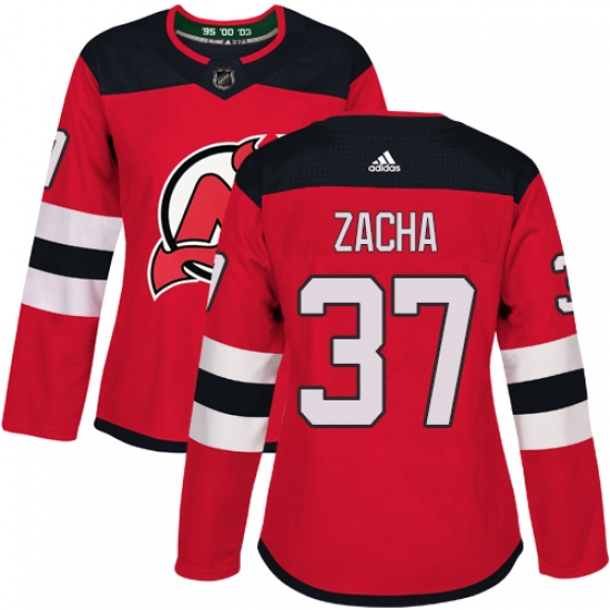 Women's Adidas New Jersey Devils #37 Pavel Zacha Authentic Red Home NHL Jersey - Ujersey