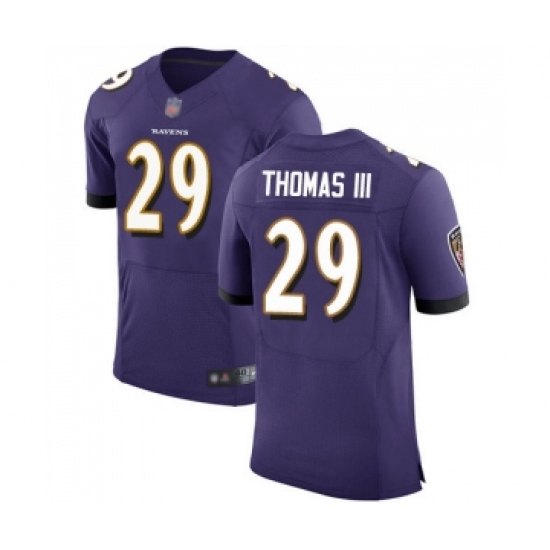 Men's Baltimore Ravens #29 Earl Thomas III Purple Team Color Vapor Untouchable Elite Player Football Jersey - Ujersey