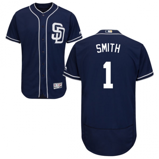 Men's Majestic San Diego Padres #1 Ozzie Smith Navy Blue Alternate Flexbase Authentic Collection MLB Jersey - Ujersey